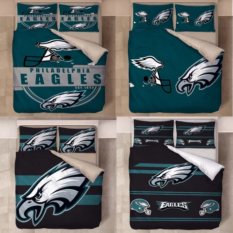 Philadelphia Eagles Bedding Set 3 Piece Duvet Cover Pillowcases Quilt Cover Gift Cover