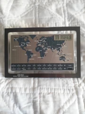 SEIKO World Time Voice Alarm Retro Desk Clock 20 Countries Traveler Gift Cover