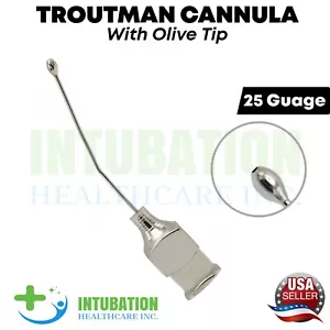 Cánula Troutman 25 g punta de olivo instrumento quirúrgico oftálmico de cirugía ocular en ángulo - Imagen 1 de 2