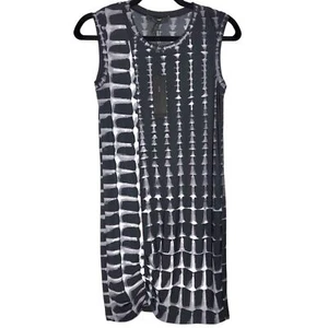 Mini Vestido Vaina Estampado BCBGMAXARIA Elly Talla XS Negro Combo Sin Mangas Elastizado - Imagen 1 de 7