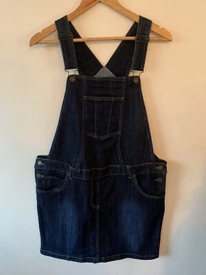 Vestido jeans para maternidade Jojo Maman Bebe Dungaree 10 Pinafore Bib Dress denim - Imagem 1 de 4