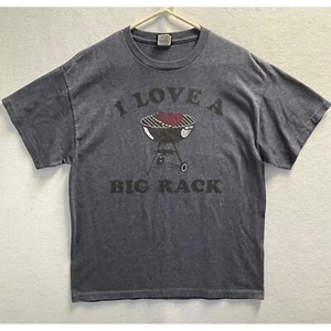 Vintage I Love a Big Rack Cookout Bar-B-Que Grill Graphic Man'sT-Shirt Large - Picture 1 of 10