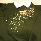 Vintage Top Stitch By Morning Sun Christmas Owls With Collar   Sz P/L dk green