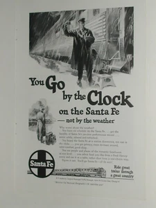 1950 SANTA FE Railroad advertisement, conductor out in the rain, ATSF - Imagen 1 de 3
