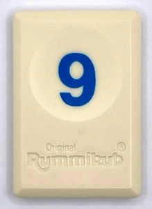Rummikub Tile Blue 9 Game Replacement Smooth Number Engraved Back Pressman - Picture 1 of 2