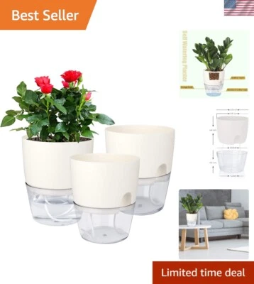 Durable 6 Inch Self-Watering Planters - Perfect for Stylish Indoor Gardening - Image 1 of 4