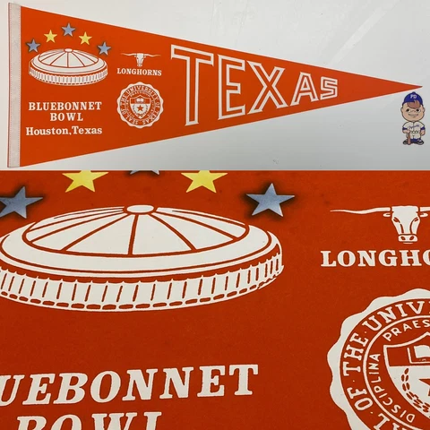 1980 Texas Longhorns Long Horns University Pennant 12x30 Football Bluebonnet Cover