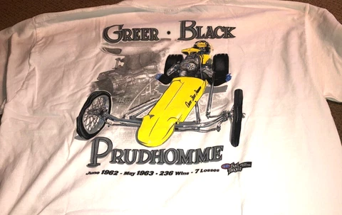 NHRA Drag Racing Greer, Black, Don Prudhomme front engine dragster 2XL T-Shirt Cover