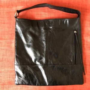 HOBO International Large Black Leather Tote Shoulder Bag 16" - Picture 1 of 8