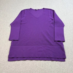 Petere Nygard Sweater Women L Purple Vneck Knit Tunic Sheer Lightweight Boho - Picture 1 of 8