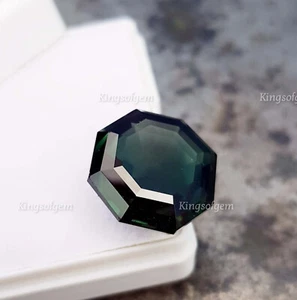 21.40 Ct Natural Deep Dark Green Sapphire Hexagon Shape Loose Gemstone - Picture 1 of 7