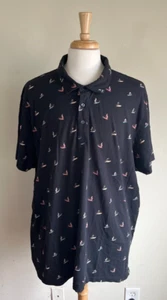 Polo uomo Bonobos 100% cotone nera surfista longboard geometrica taglia 3XL - Foto 1 di 6