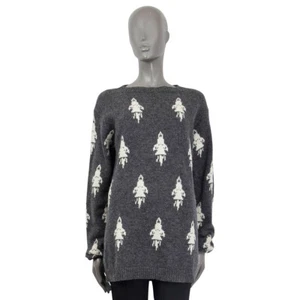 66230 auth PRADA grey & white Shetland wool 2016 ROCKET Sweater 54 XXL - Picture 1 of 5
