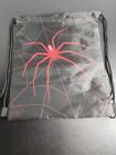 Spider Web Black And Red Drawstring Bag Cinch Tote