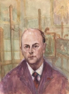 [Renée Mourgue Vaquier] — Portrait d'homme — aquarelle sur papier — 32,5 x 25 cm - Bild 1 von 3