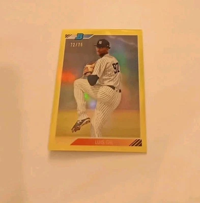 2020 Bowman Heritage Prospects Chrome Yellow Refractor Luis Gil XRC /75 Yankees - Image 1 of 2