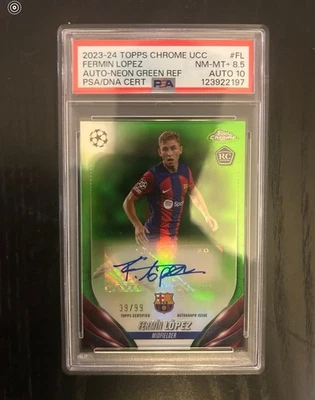 2023-24 TOPPS CHROME NEON GREEN REFRACTOR #FL FERMIN LOPEZ 39/99 PSA 8.5 AUTO 10 - Image 1 of 2