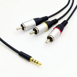 Cable auxiliar enchufe macho TRRS de 3,5 mm 1/8" a 3 RCA para TV, teléfonos inteligentes, MP3 5 PIES - Imagen 1 de 10