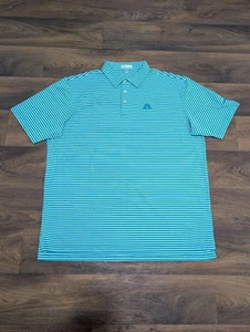 Peter Millar shirt XXL Polo striped logo bright blue white - Picture 1 of 7