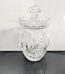 Barattolo gelatina trasparente cristallo vintage Starburst 5" - Foto 1 di 14