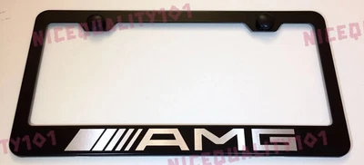 Mercedes Benz AMG Stainless Steel Black Finished License Plate Frame Holder - Image 1 of 4