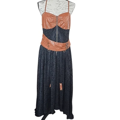 Scarlett Darkness Womens Size Lrg Brown Black Faux Leather Lace Steam Punk Dress - Image 1 of 4