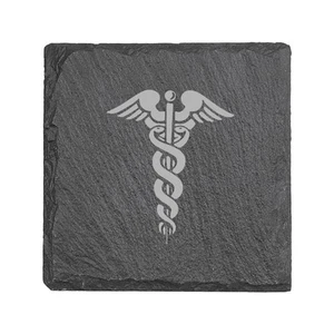 Coaster - Slate - Pharmaceutical Caduceus Hermes - SET OF 2 - Picture 1 of 4