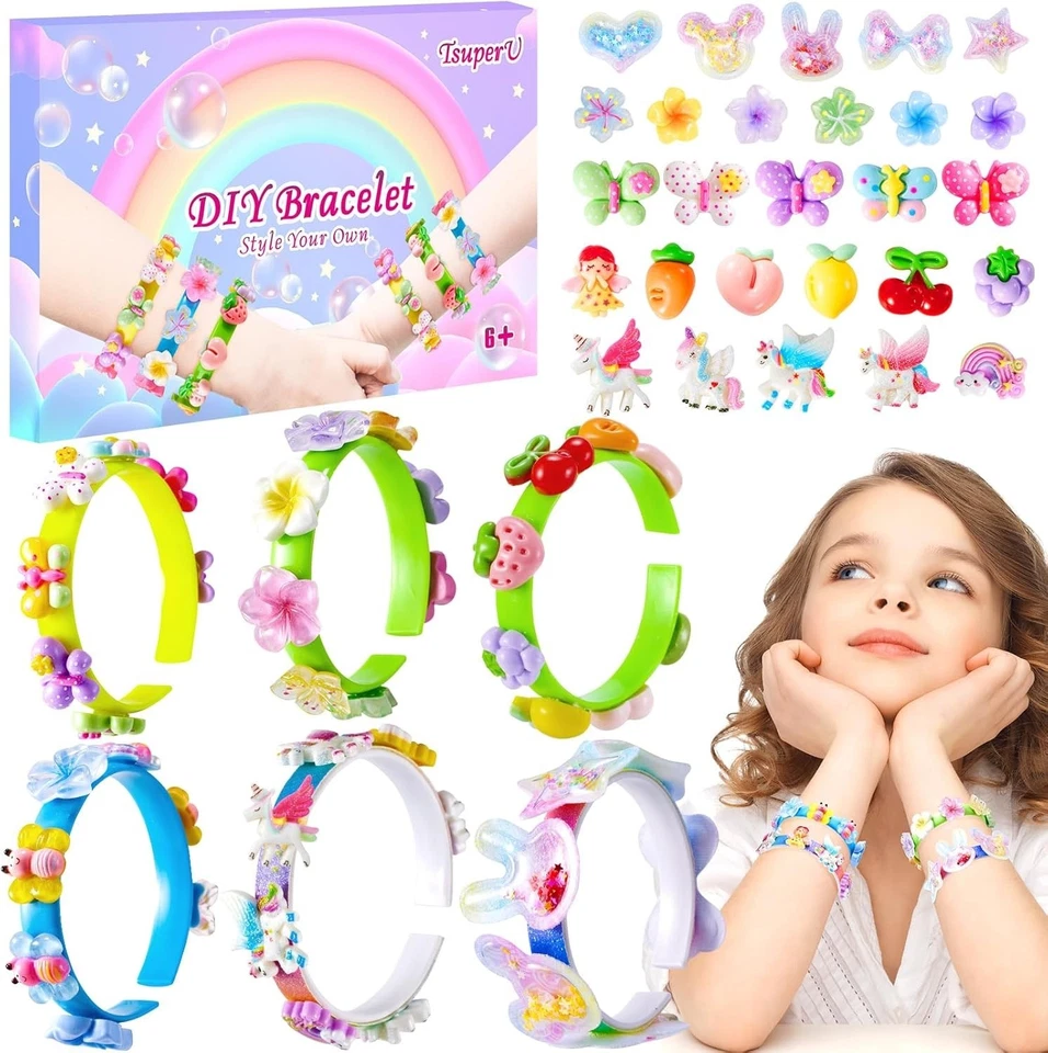 Eco-Friendly DIY Bracelet Kit with Unicorn and Floral Charms - Gift for Girls - Image 1 of 4