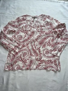 TOP PULLOVER NUOVO MARCA LINO MANICA LUNGA 100% LINO ROSSO/AVORIO TAGLIA SMALL - Foto 1 di 4