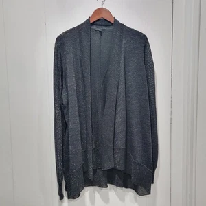 Eileen Fisher Merino Wool Cardigan with Metallic Glitter Sparkle Black Knit 3X - Picture 1 of 6