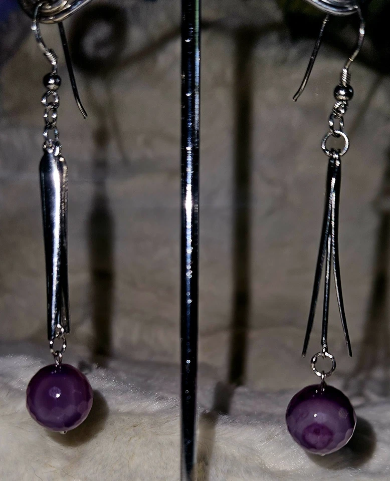 Orecchini in Agata Fucsia tinta e Argento 925  - Immagine 1 di 1