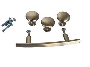 Lot of 4 -Brushed Nickel (Silver) Cabinet Knobs & Drawer Pull, Replacement Knobs - Picture 1 of 12
