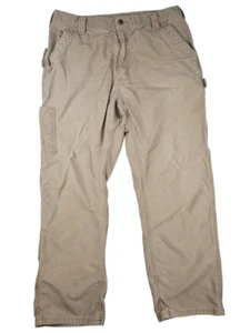 Carhartt Jeans Mens Khaki Loose Original Distressed Workwear Carpenter 36x30 - Picture 1 of 12