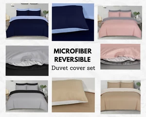 Luxury Reversible Duvet Cover Bedding Set Single Double King Super King Size UK - Picture 1 of 14