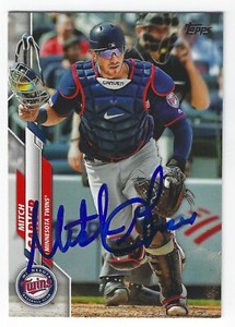 MITCH GARVER MINNESOTA TWINS SIGNED 2020 TOPPS BASEBALL CARD TEXAS RANGERS