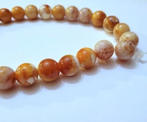 STRAND Carnelian Agate Stone BEADS - 13.5 to 14mm Snakeskin Fire Agate - Picture 1 of 6