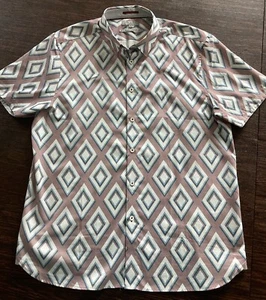 Camisa con estampado de diamantes TED BAKER para hombre talla 6 se ajusta como ajustada XXL (EE. UU.) malva SS - Imagen 1 de 12