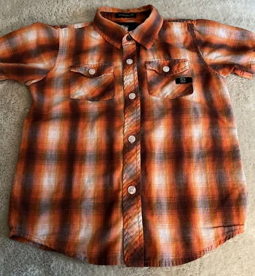 Camisa Polo Ocean Current Niños Naranja Blanco Marrón A Cuadros Manga Corta Abotonada 4 Foto 1 de 4