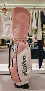 MALBON GOLF Caddy Bag Caster Type Pink Synthetic Leather 5-way w/Hood cover - Picture 1 of 12