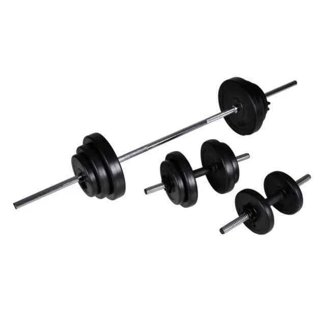 vidaXL Dumbbell Barbell 30.5kg Weights - 3 Pieces