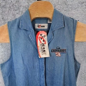 NWT Chase Authentics Sleeveless Denim Button-Up Shirt Dale Earnhardt #3 Nascar - Picture 1 of 12