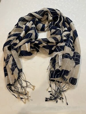 ANN TAYLOR LOFT 亚麻和棉围巾 2'x 6' 美丽 — 第 1/4 张图片