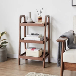 3-Tier Wooden Storage Shelves Rack Unit Kitchen Hallway Patio Walnut Color - Picture 1 of 9