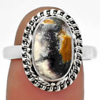Natural Indian Blanket Jasper 925 Sterling Silver Ring S.8.5 Jewelry R-1279