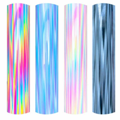 4pcs Bundle Neon Heat Transfer Vinyl Sheets 12"x 10" Rainbow HTV Iron on Tshirts - Image 1 of 4