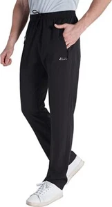 Clothin Men's Black 34W x 34L Elastic-Waist Drawstring Pants Exercise Travel - Picture 1 of 5