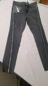 Rag & Bone Womens Nina High Rise Full Side Zip Skinny Jeans Black Size 27 - Picture 1 of 10