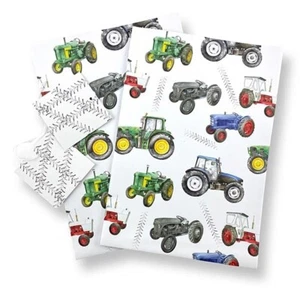 TRACTOR WRAPPING PAPER 2 SHEETS & TAGS GIFT PRESENT COUNTRYSIDE *FREE POSTAGE* - Picture 1 of 3