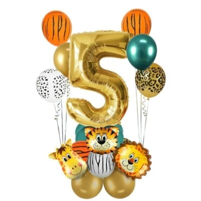 Juego de globos de madera para animales de 18 piezas conjunto de cumpleaños número 5 cumpleaños nuevo Foto 1 de 4