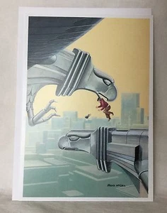 Bruce McCall Never Disturb A Nest Pintura Obra de Arte Tarjeta en Blanco Sobre  - Imagen 1 de 2